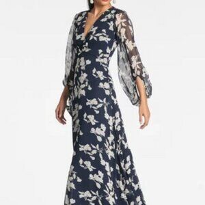 Sachin & Babi Navy Venetia Petal Jenny Floral-Print Chiffon Dress